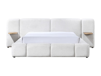 Lit Coffre Japandi Chevets Intégrés Beige - Vilaco