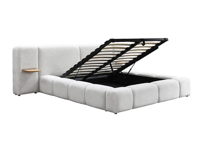 Lit Coffre Japandi Chevets Intégrés Beige - Vilaco