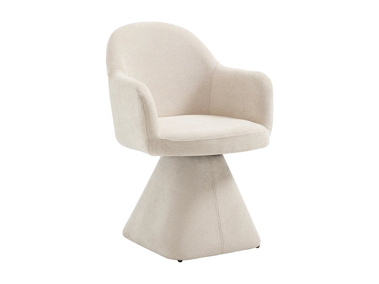 Chaise Pivotante Japandi Accoudoirs Tissu Beige - Valyra