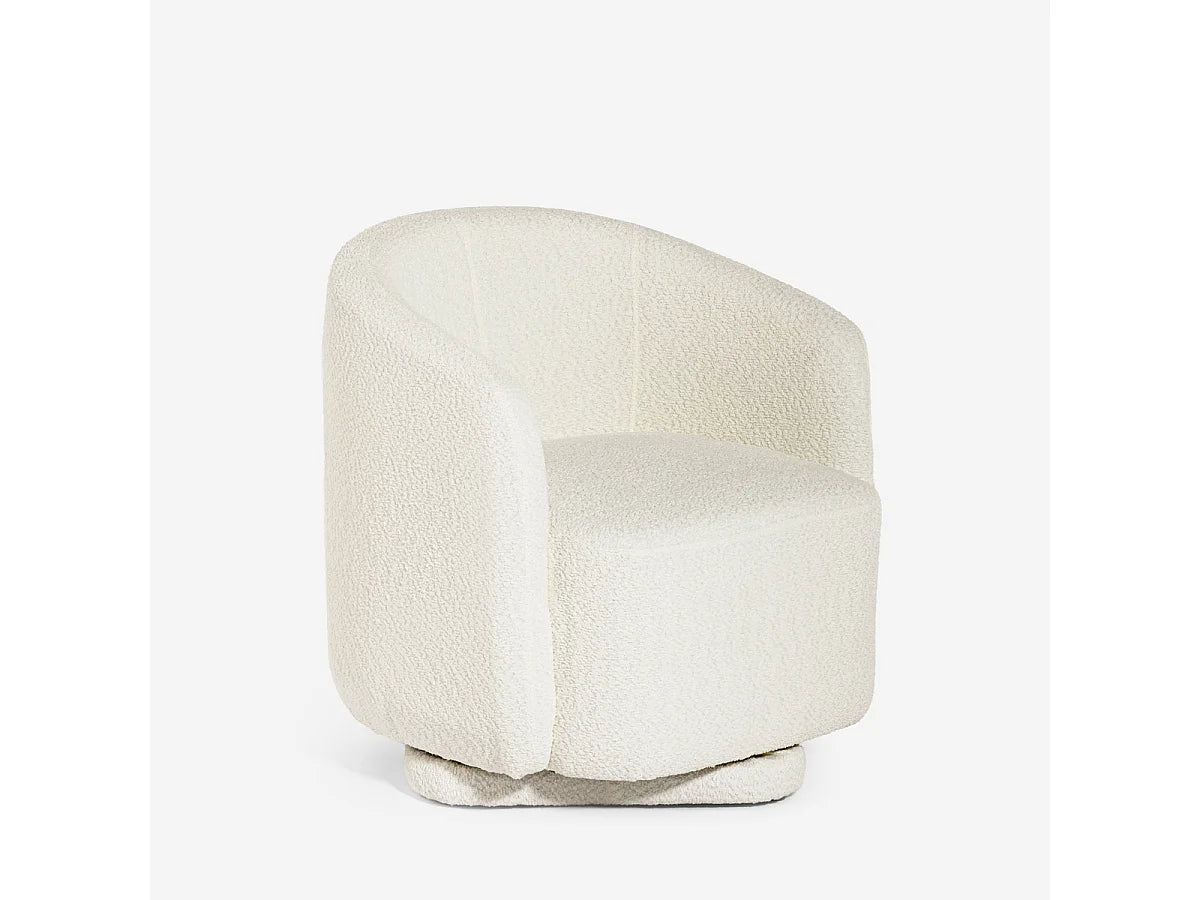 Fauteuil Japandi Pivotant Bouclette Beige - Orav