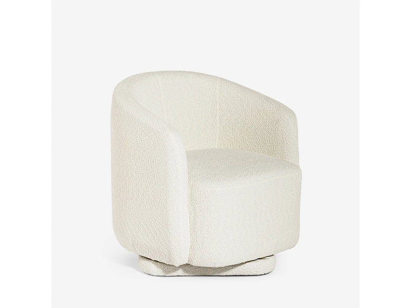 Fauteuil Japandi Pivotant Bouclette Beige - Orav