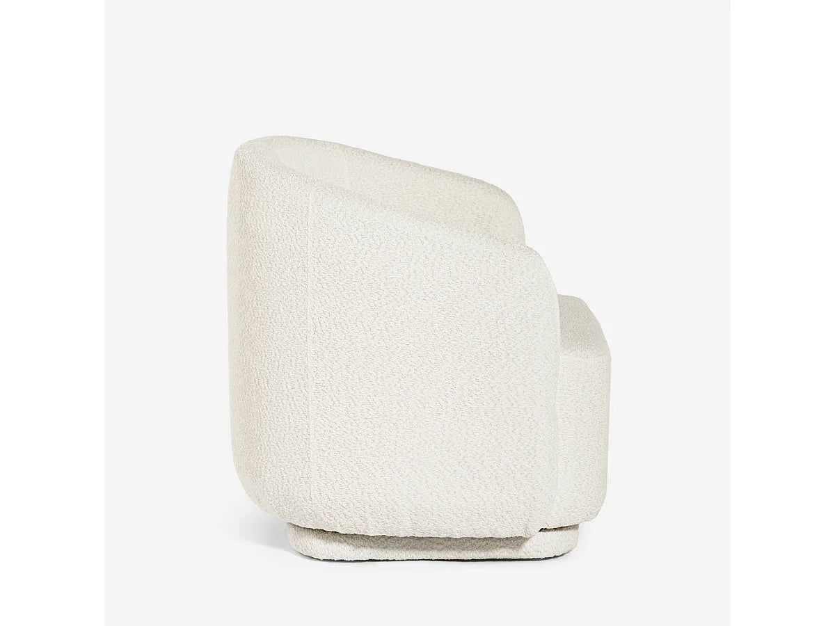 Fauteuil Japandi Pivotant Bouclette Beige - Orav