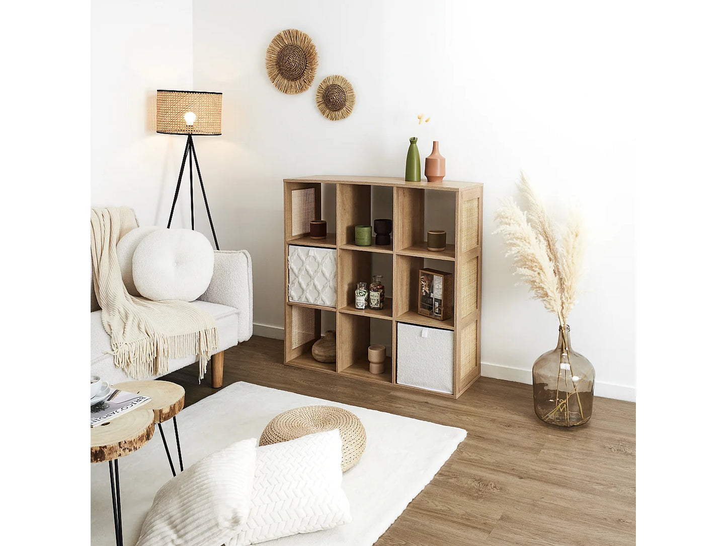 Rangement Modulable Japandi Cannage Bois - Bali