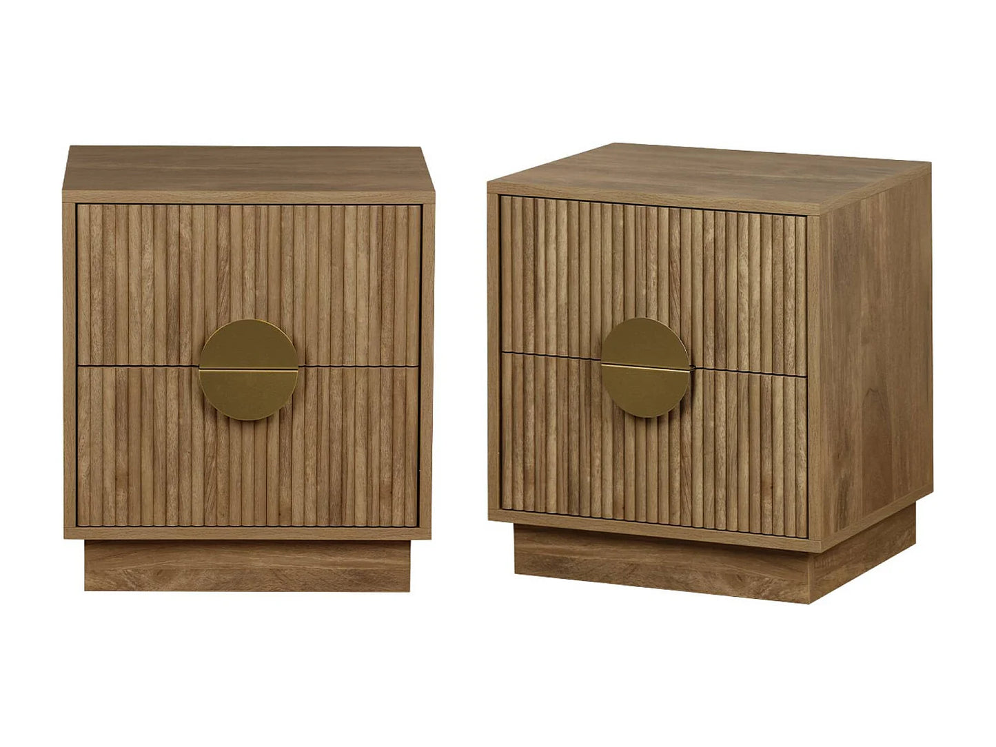 Lot 2 Chevets Japandi Manguier Rainuré - Rainuré