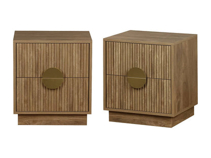 Lot 2 Chevets Japandi Manguier Rainuré - Rainuré