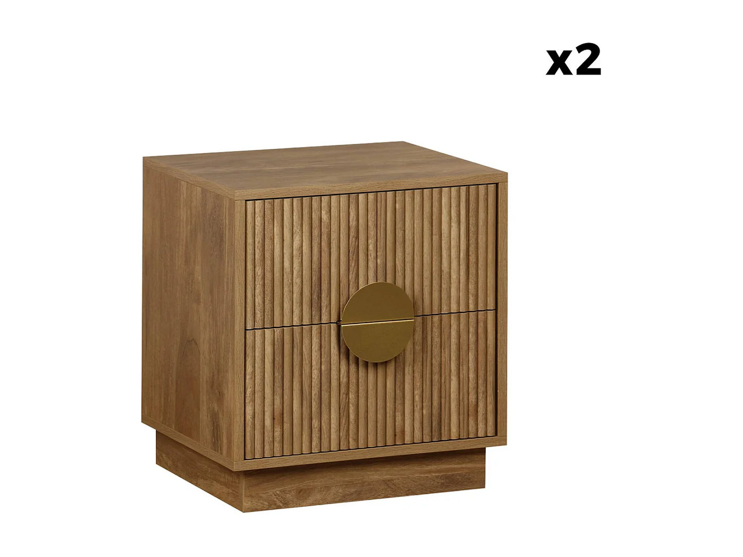 Lot 2 Chevets Japandi Manguier Rainuré - Rainuré
