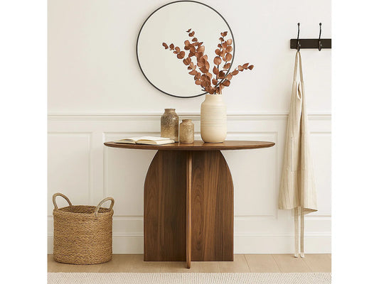 Console Ovale Japandi Bois Foncé - Calyptus