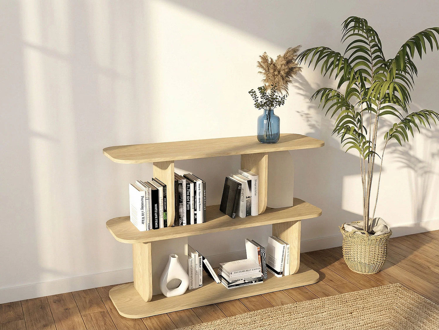 Étagère Deux Tablettes Japandi Beige - Neleria