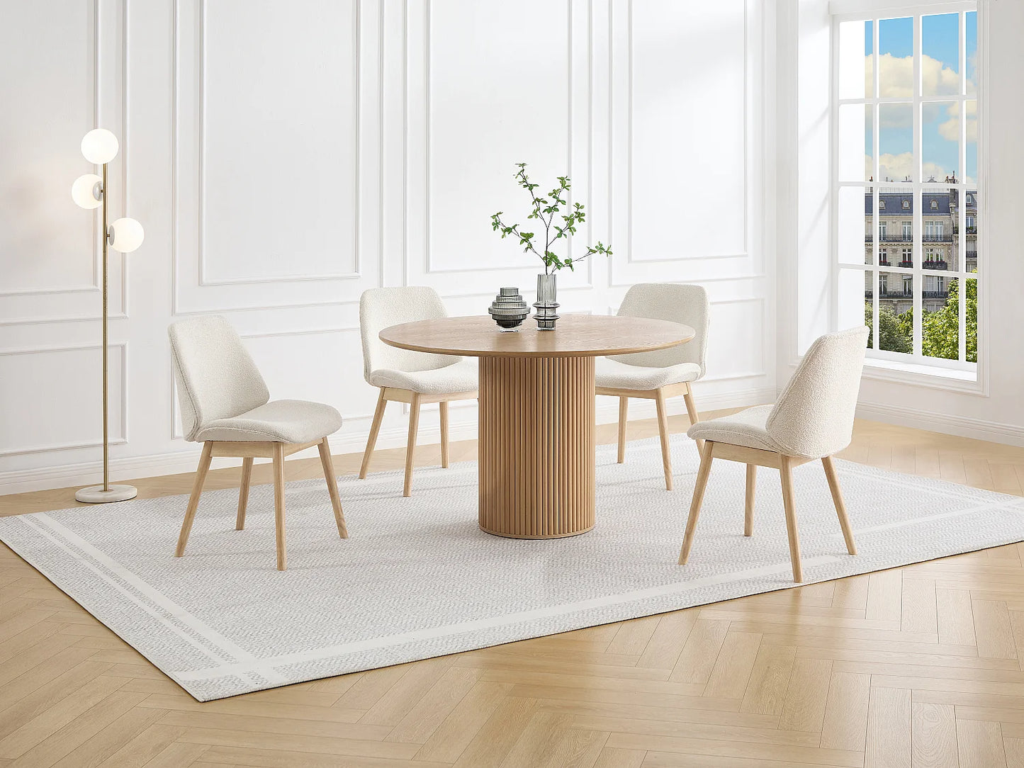 Lot De 6 Chaises Japandi Tissu Texture Crème - Leyada