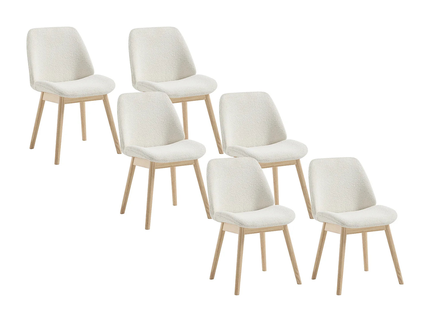 Lot De 6 Chaises Japandi Tissu Texture Crème - Leyada