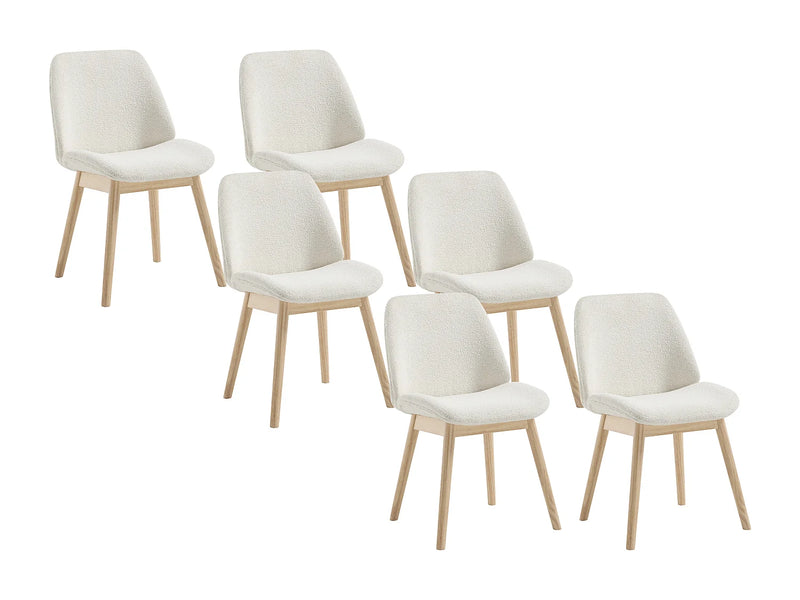 Lot De 6 Chaises Japandi Tissu Texture Crème - Leyada