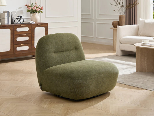 Fauteuil Japandi Pivotant Texturé Vert - Pozeti