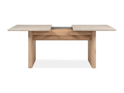 Table Extensible Japandi Chêne Et Travertin - Luis