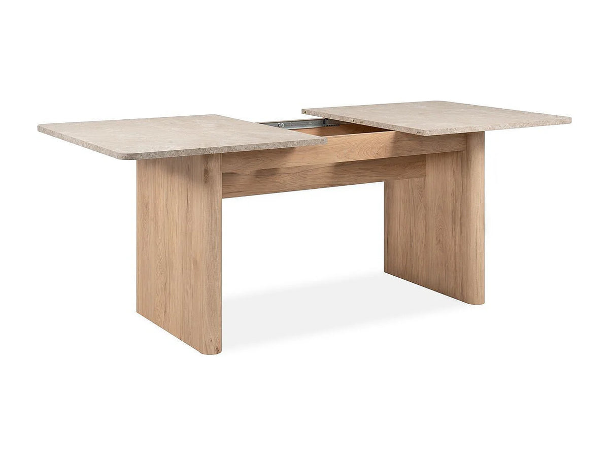 Table Extensible Japandi Chêne Et Travertin - Luis