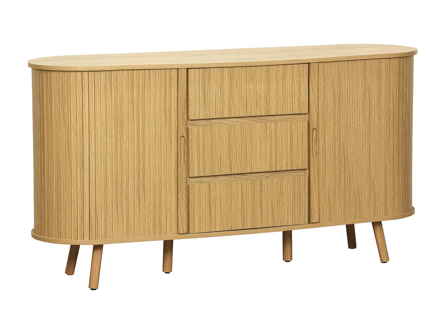 Buffet Ovale Japandi Portes Coulissantes - Scandinave