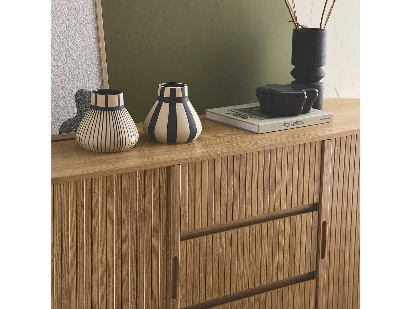 Buffet Ovale Japandi Portes Coulissantes - Scandinave