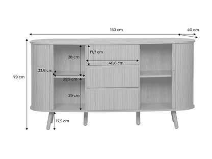Buffet Ovale Japandi Portes Coulissantes - Scandinave