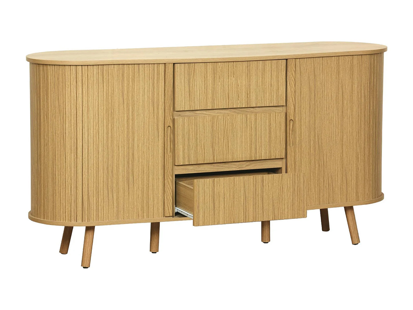 Buffet Ovale Japandi Portes Coulissantes - Scandinave