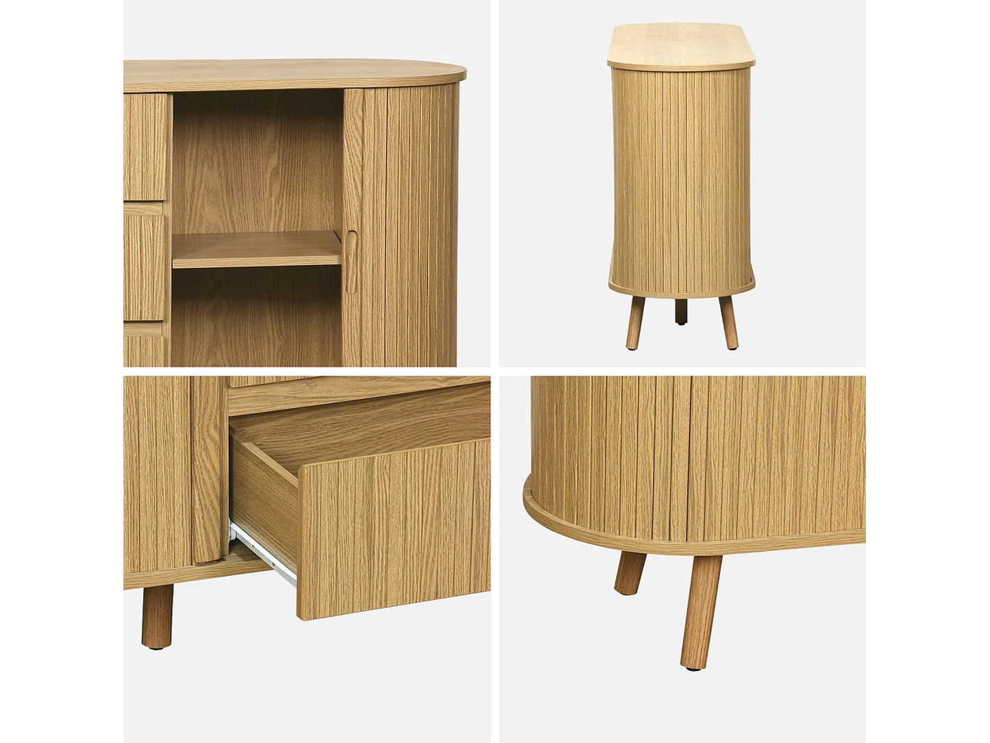 Buffet Ovale Japandi Portes Coulissantes - Scandinave