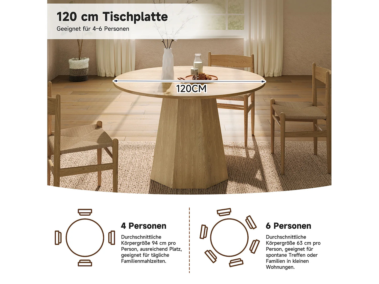 Table Minimaliste Japandi Scandinave Naturel - Scandinave
