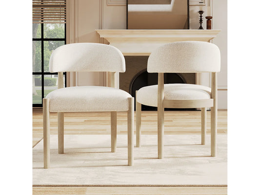 Duo Chaises Japandi Respirantes Boucle Naturel - Massif