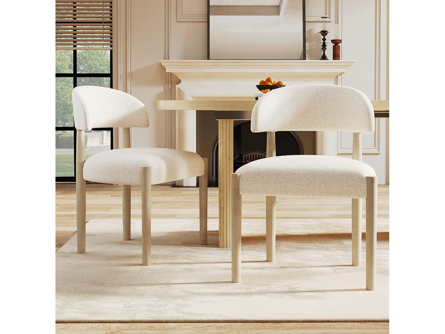 Duo Chaises Japandi Respirantes Boucle Naturel - Massif