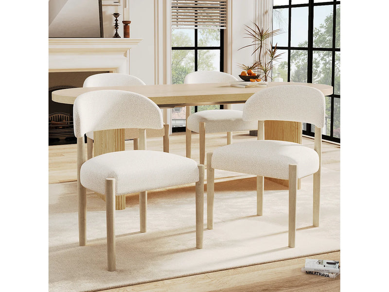 Duo Chaises Japandi Respirantes Boucle Naturel - Massif
