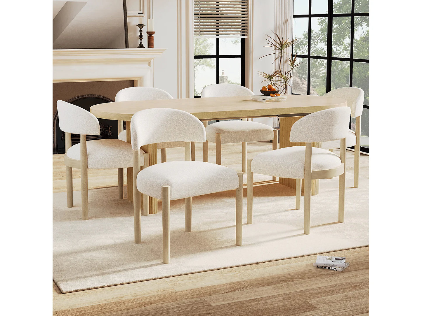 Duo Chaises Japandi Respirantes Boucle Naturel - Massif