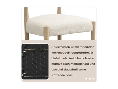 Duo Chaises Japandi Respirantes Boucle Naturel - Massif
