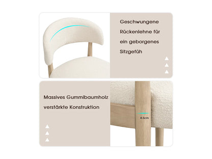 Duo Chaises Japandi Respirantes Boucle Naturel - Massif