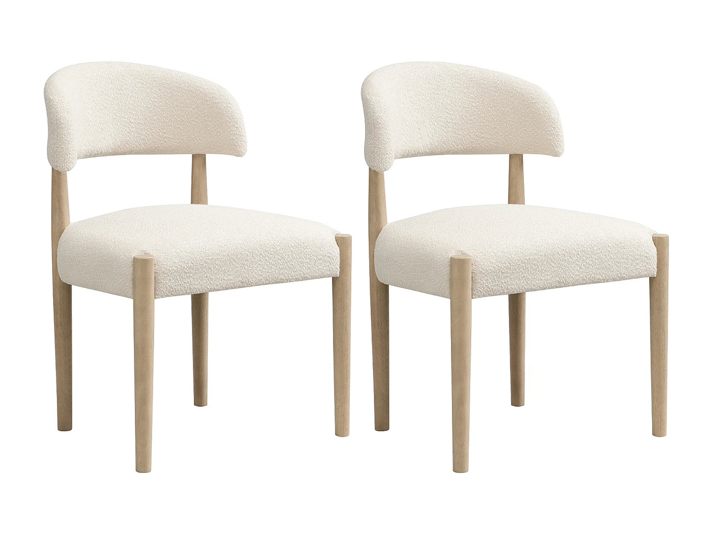 Duo Chaises Japandi Respirantes Boucle Naturel - Massif