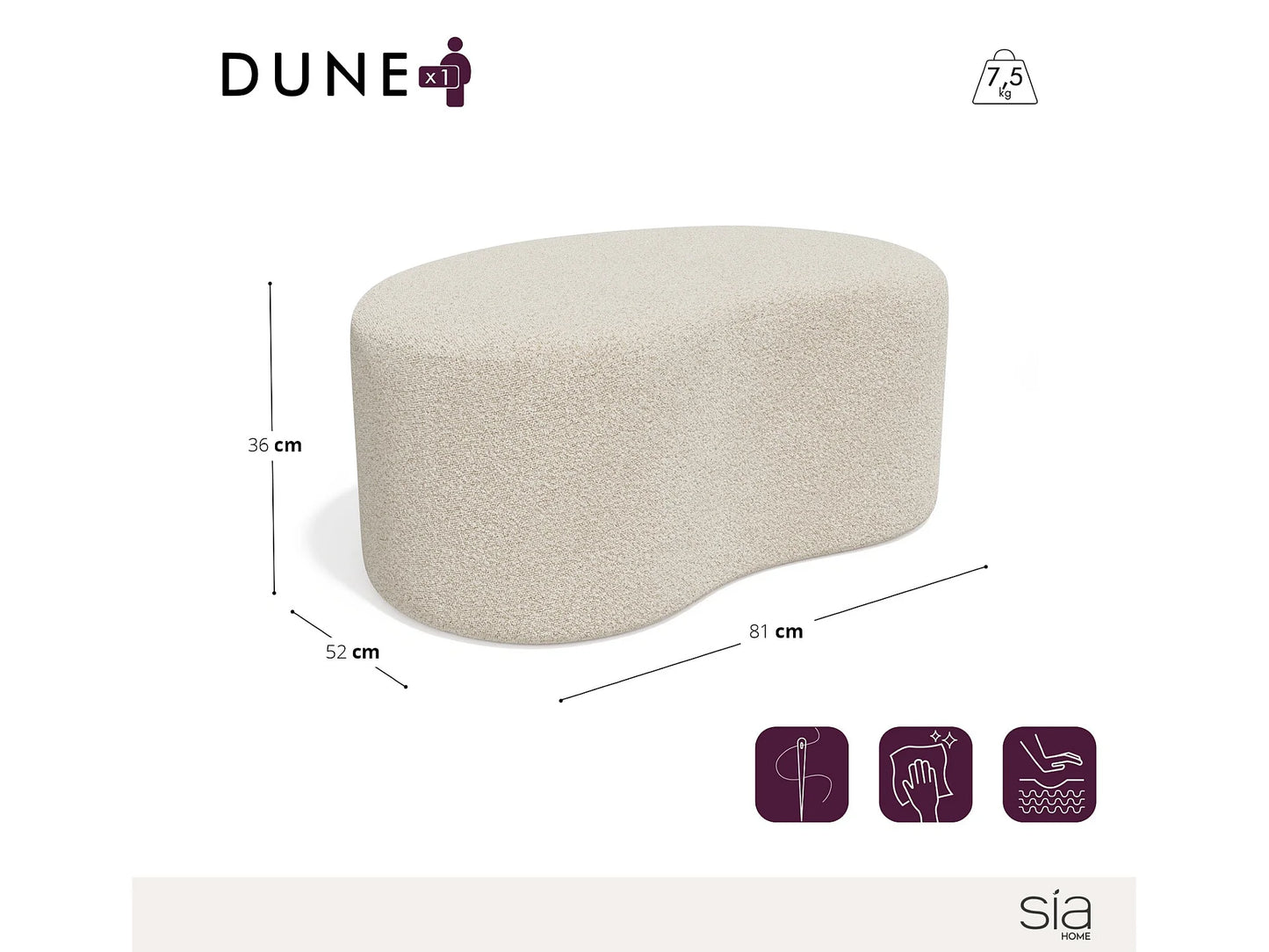 Pouf Géant Japandi Bouclette Crème - Dune