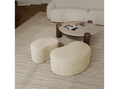 Pouf Velours Japandi Rond Crème - Dune