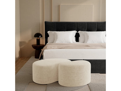 Pouf Velours Japandi Rond Crème - Dune