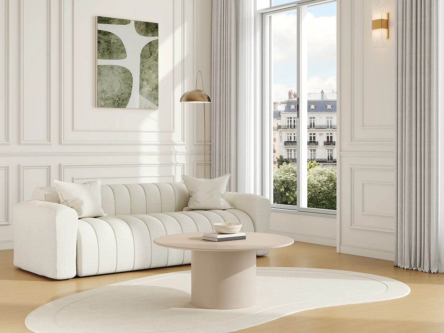 Table Basse Japandi Métal Beige Minimaliste - Jovenia