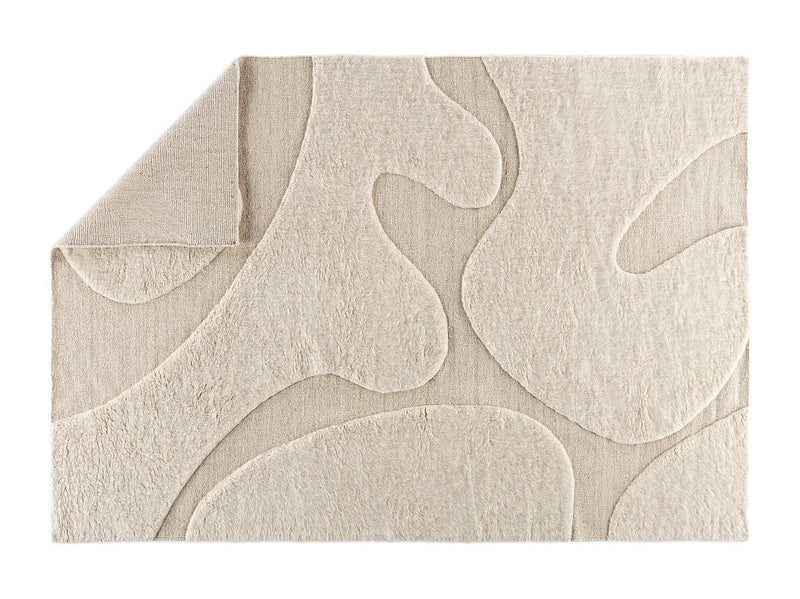 Tapis Déco Japandi Laine Beige - Boone