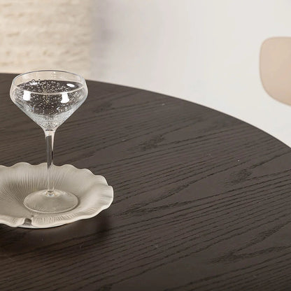 Table à Manger Ronde Japandi 110cm pied central marron – Olivia