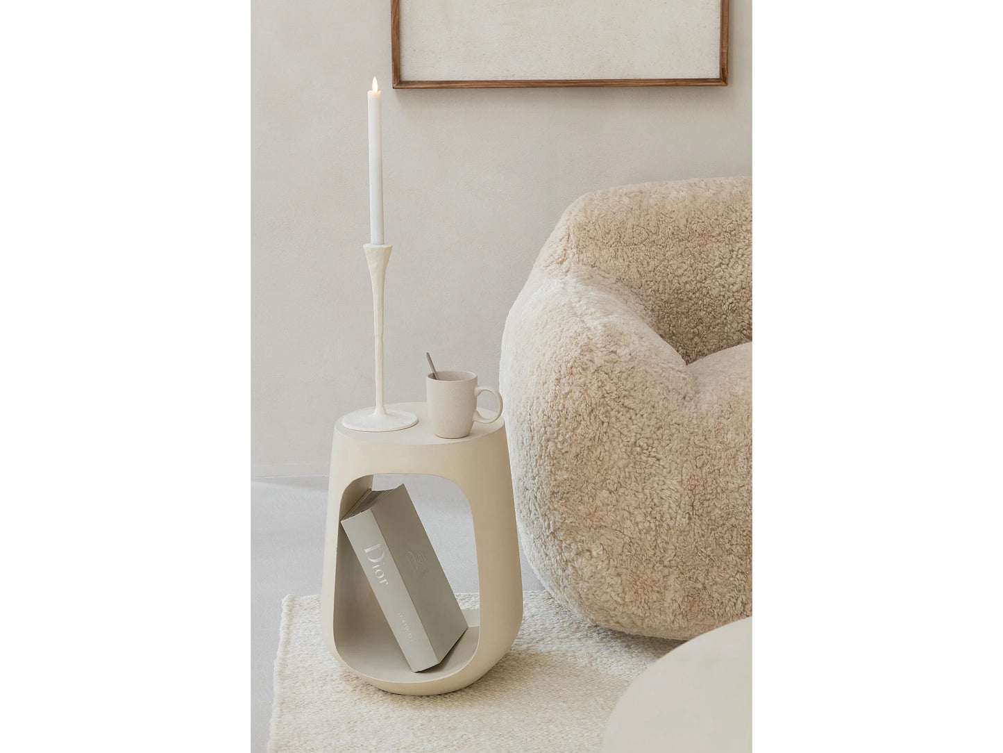 Fauteuil Japandi Tissu Beige Minimaliste - Cutie