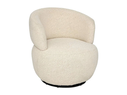 Fauteuil Japandi Pivotant Bouclette Beige - Sileo