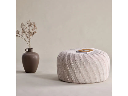 Pouf Design Japandi Blanc Cassé - Ted