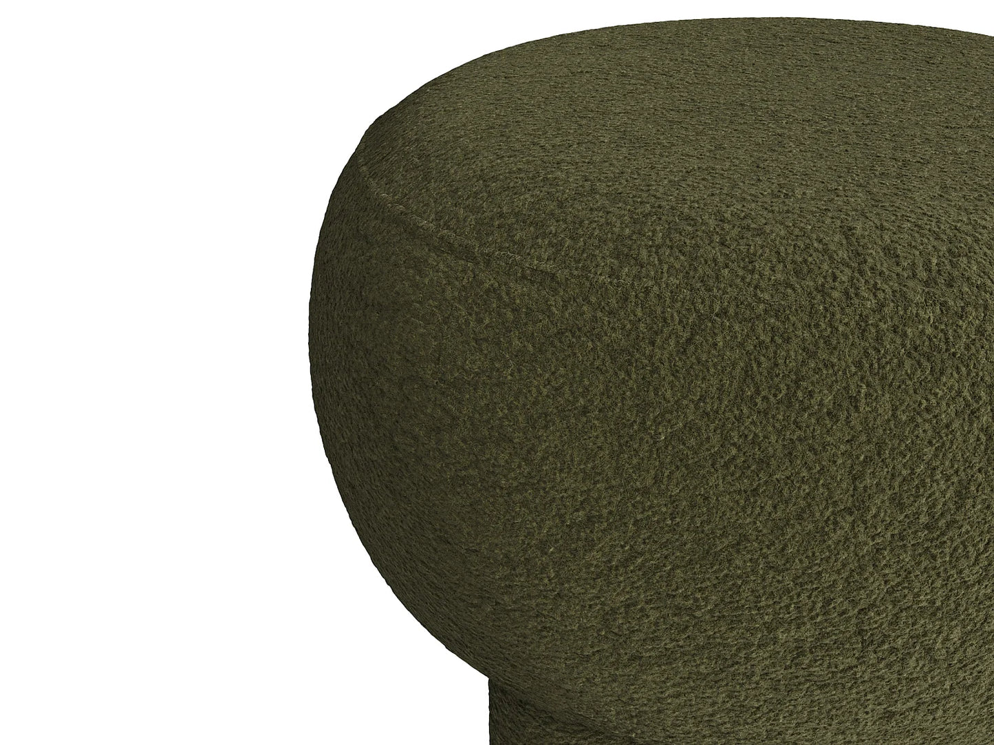 Pouf Rond Japandi Bouclette Kaki - Nolora