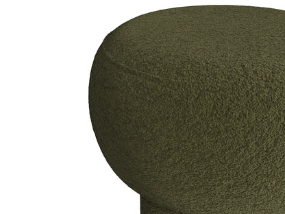 Pouf Rond Japandi Bouclette Kaki - Nolora