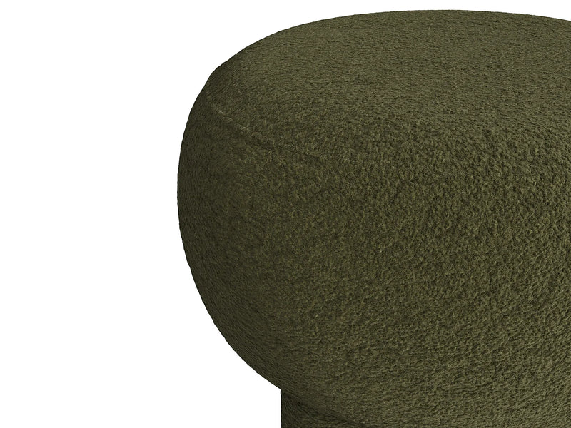 Pouf Rond Japandi Bouclette Kaki - Nolora