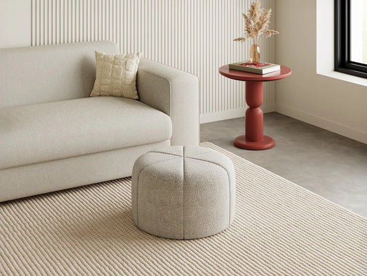 Pouf Zen Japandi Bouclette Crème - Zofira