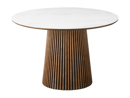 Table Céramique Japandi Marbre Bois Foncé - Ada