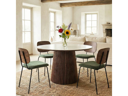 Table Céramique Japandi Marbre Bois Foncé - Ada