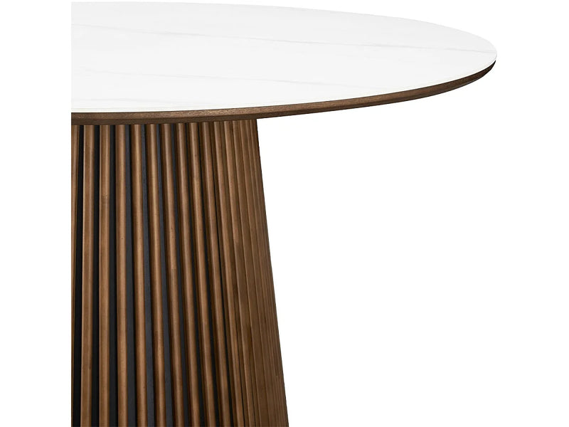 Table Céramique Japandi Marbre Bois Foncé - Ada