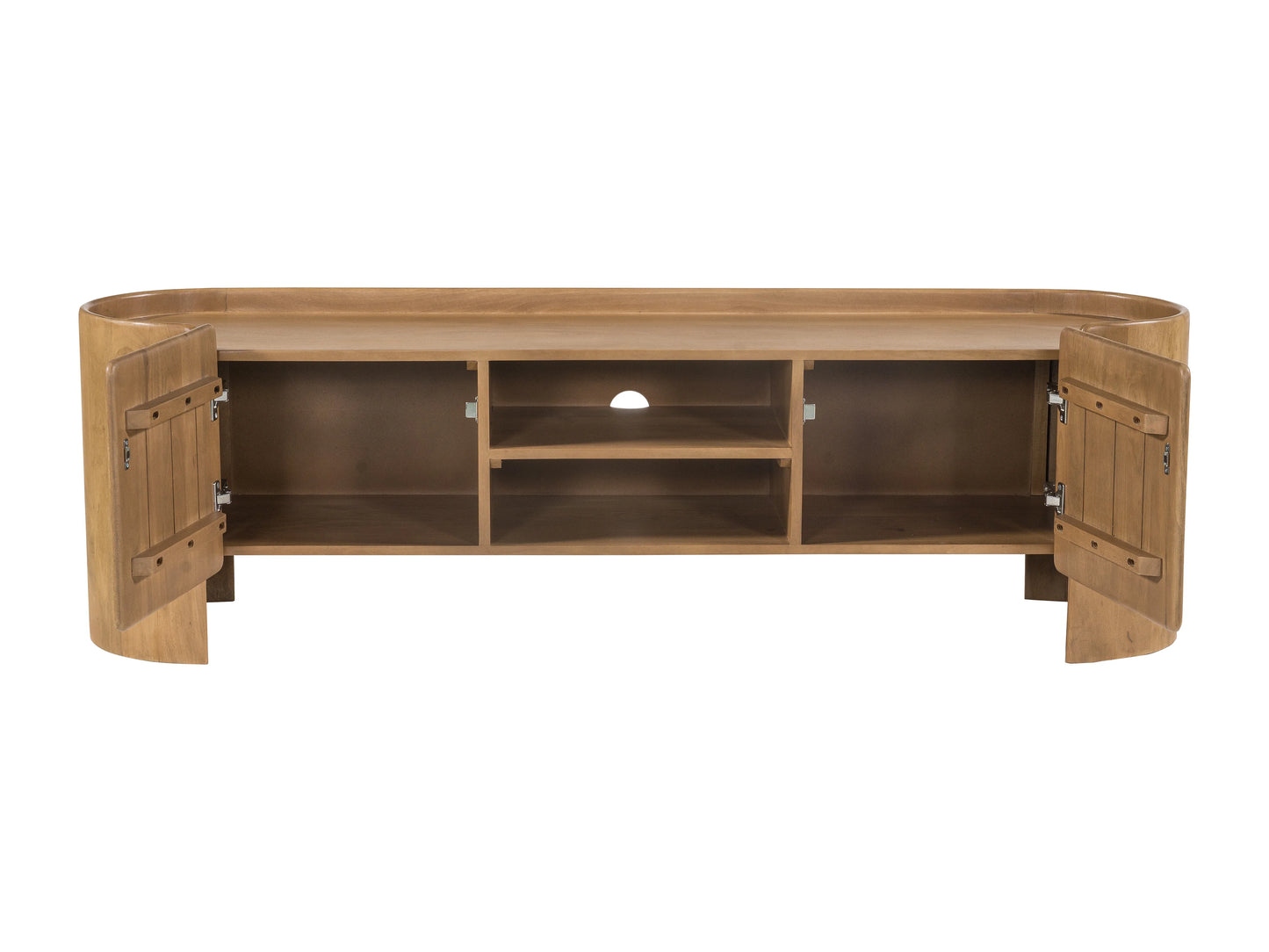 Meuble TV Japandi Arrondi en Bois De Manguier 2 Portes - Islara