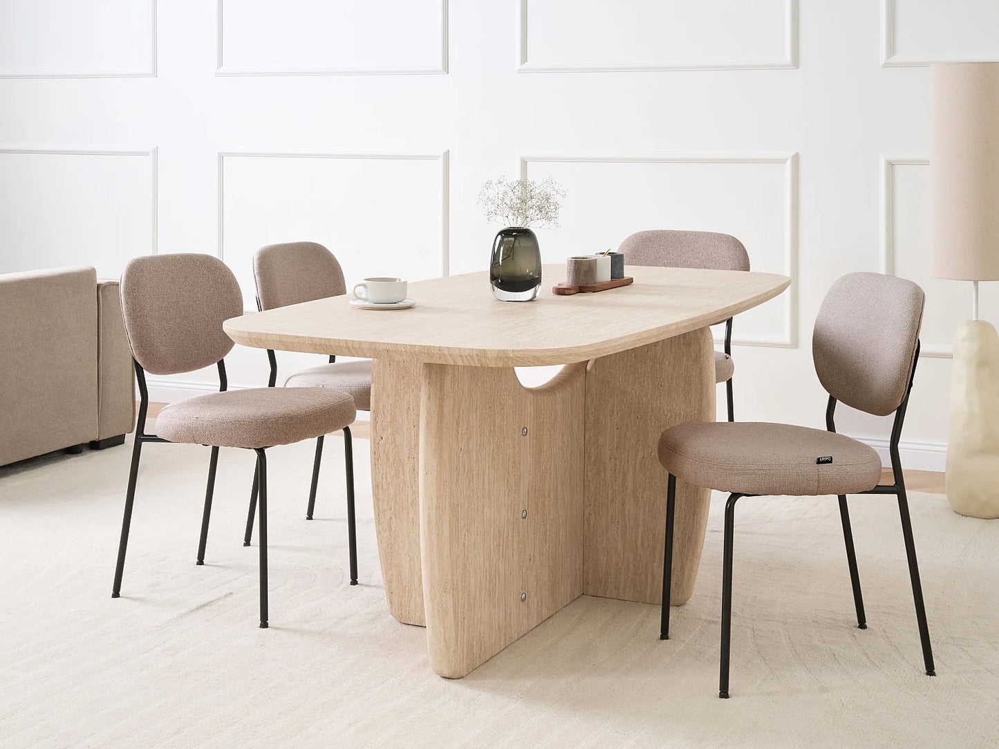 Table Repas Japandi Effet Travertin 180cm - Travers
