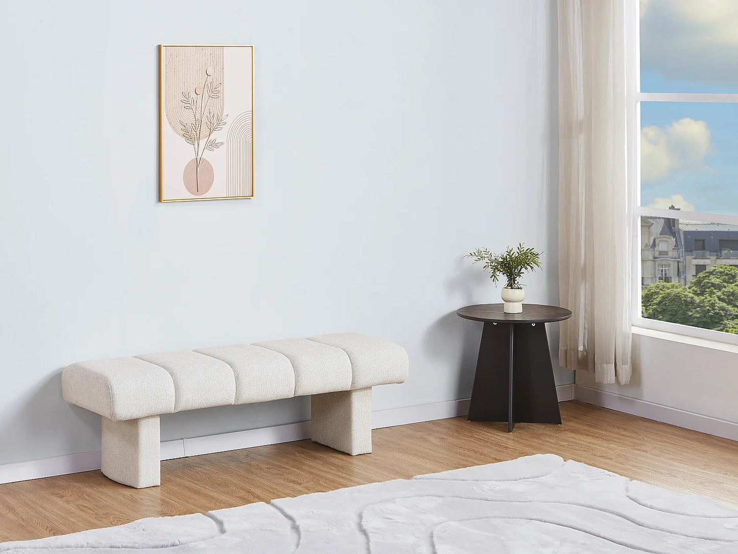 Banc Texture Japandi Tissu Beige - Nubelo